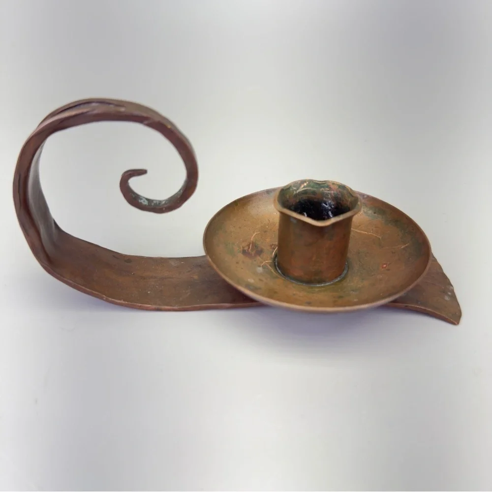 Vintage Erhard Glander Hand Hammered  Copper Candleholders